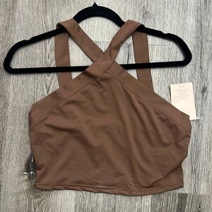 SHEIN brown crop top. Size large. NWT